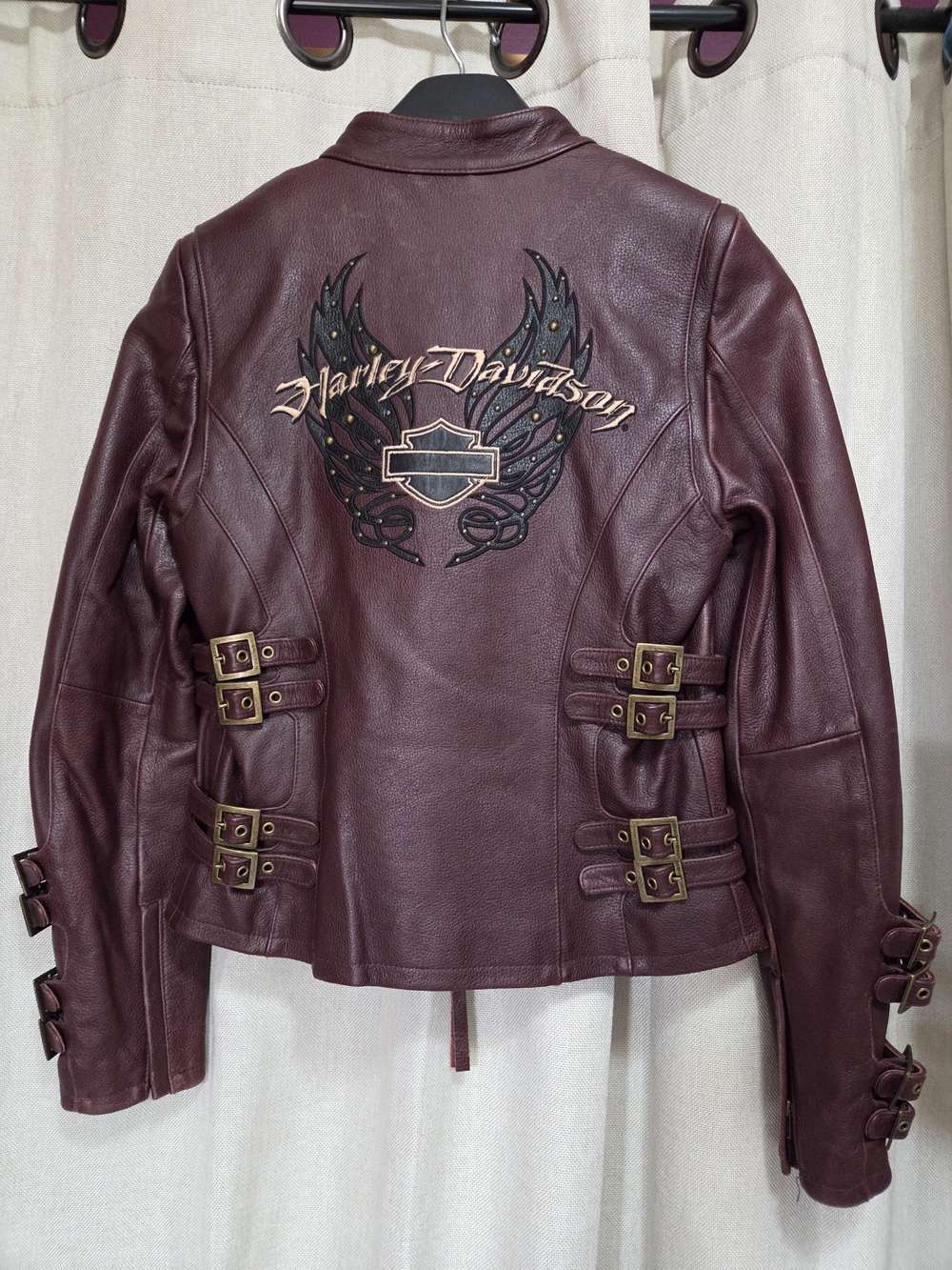 Harley-Davidson Women's Burgundy Leather Moto Jacket